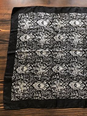 Black White Silk Paisley Liberty of London 17 Inch Square Scarf